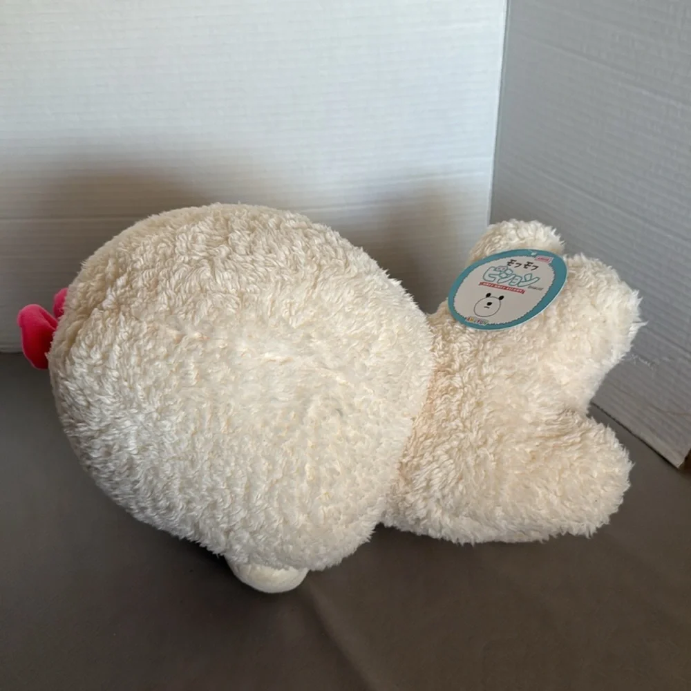 Amuse Moff Moff Bichon Plush Dog Stuffed Animal Fuzzy Pink Bow With Tags 13.5”